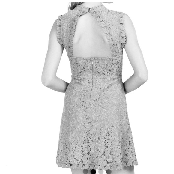 Francesca’s Lace Choker Neck Cutout Fit & Flare Mini Dress Purple M Formal Party - Picture 4 of 14